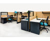 3 Person Side-by-Side Workstations with Panels 3 Person Side-by-Side Workstations with Panels - New Life Office