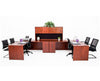 Double L shaped Desk with File Pedestals and Hutch - Cherry Double L shaped Desk with File Pedestals and Hutch - Cherry