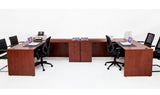 Double L shaped Desk with File Pedestals - Cherry Double L shaped Desk with File Pedestals - Cherry