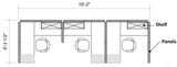 3 Person Side-by-Side Workstations with Panels 3 Person Side-by-Side Workstations with Panels - New Life Office