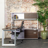 Options Straight Desk with Low Credenza and Overhead Storage Options Straight Desk with Low Credenza and Overhead Storage - New Life Office