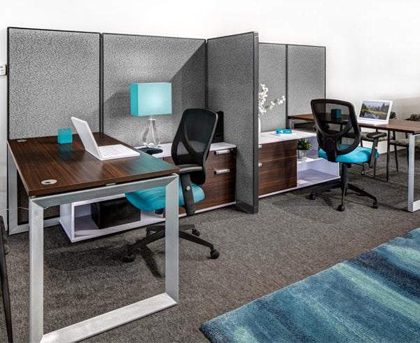 2 Person Steelcase Side by Side Workstations with Storage New