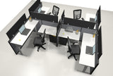 4 Pack Sit-Stand Workstations with Panels - Online Office Furniture