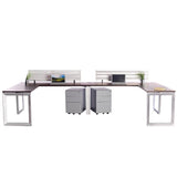2 Pack Side by Side Options Workstations with Return and File Storage - New Life Office