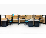 3 Person Side-by-Side Workstations with Panels - New Life Office