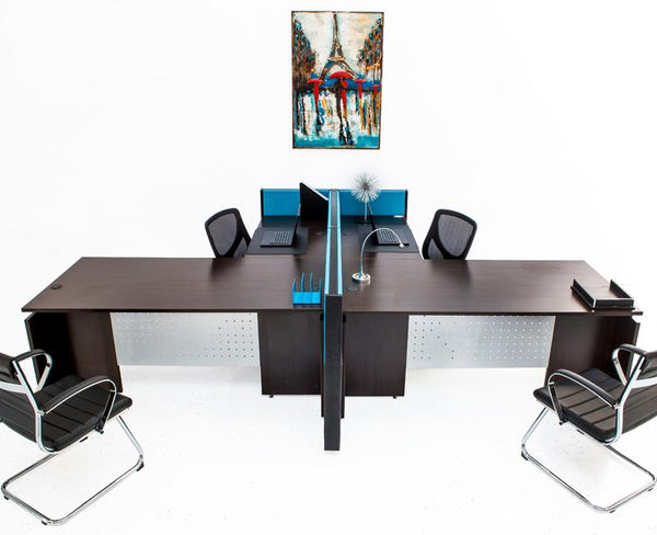 L Shaped Desks with File Pedestals and Divider Panels – New Life Office