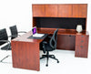 L Shaped Desk with File Pedestal and Hutch - Cherry