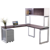 Options L shaped Desk with file and Overhead Storage - New Life Office