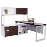 Options Straight Desk with Low Credenza and Overhead Storage - New Life Office